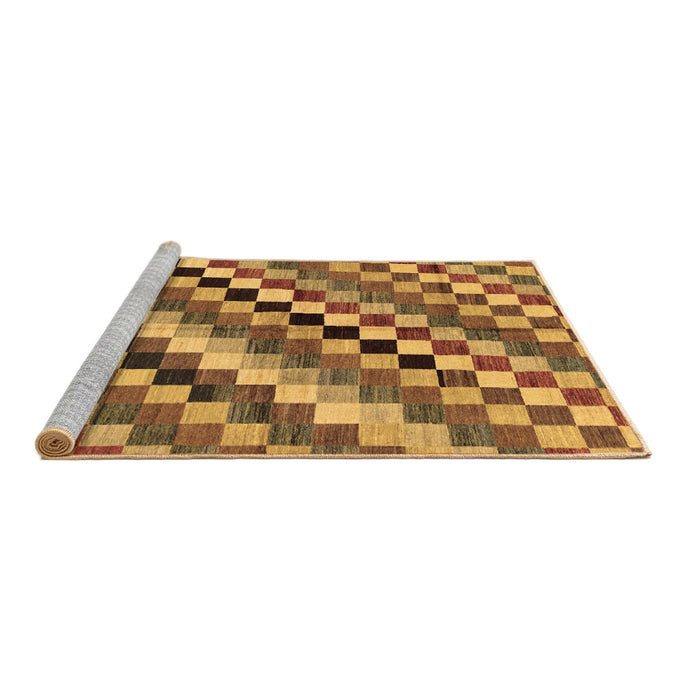 Sideview of Machine Washable Checkered Brown Modern Rug, wshabs168brn