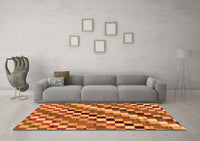 Machine Washable Checkered Orange Modern Rug, wshabs168org