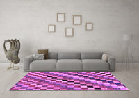 Machine Washable Checkered Purple Modern Rug, wshabs168pur