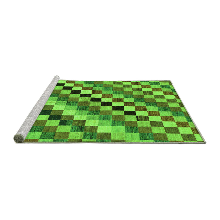Sideview of Machine Washable Checkered Green Modern Area Rugs, wshabs168grn