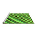 Sideview of Machine Washable Checkered Green Modern Area Rugs, wshabs168grn