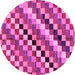 Round Checkered Pink Modern Rug, abs168pnk