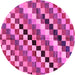 Round Machine Washable Checkered Pink Modern Rug, wshabs168pnk