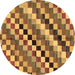 Round Checkered Brown Modern Rug, abs168brn