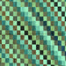 Square Checkered Turquoise Modern Rug, abs168turq