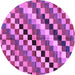 Round Checkered Purple Modern Rug, abs168pur