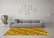 Machine Washable Checkered Yellow Modern Rug in a Living Room, wshabs168yw