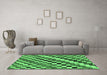 Machine Washable Checkered Emerald Green Modern Area Rugs in a Living Room,, wshabs168emgrn