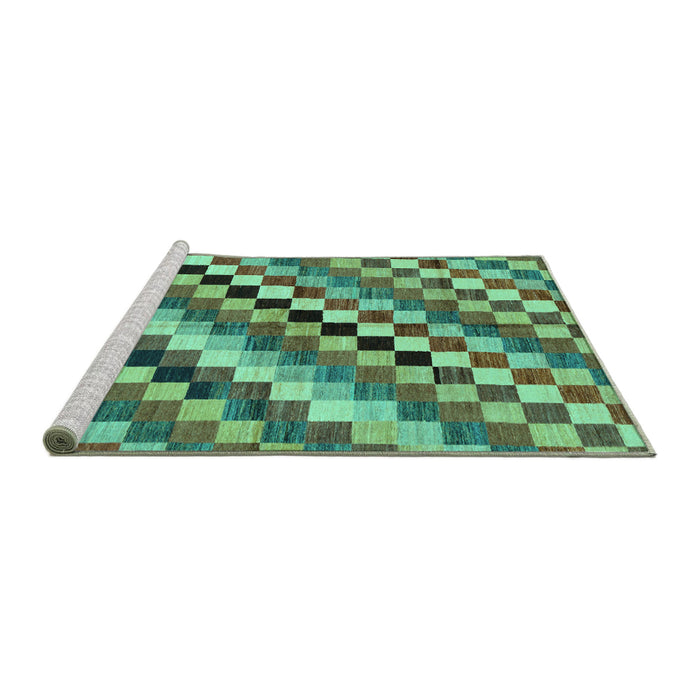 Sideview of Machine Washable Checkered Turquoise Modern Area Rugs, wshabs168turq