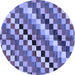 Round Machine Washable Checkered Blue Modern Rug, wshabs168blu