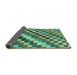 Sideview of Checkered Turquoise Modern Rug, abs168turq