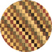 Round Machine Washable Checkered Brown Modern Rug, wshabs168brn