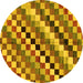 Round Machine Washable Checkered Yellow Modern Rug, wshabs168yw