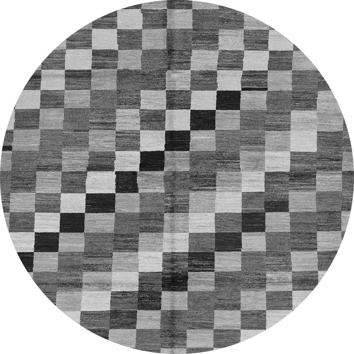 Round Machine Washable Checkered Gray Modern Rug, wshabs168gry