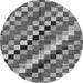 Round Machine Washable Checkered Gray Modern Rug, wshabs168gry