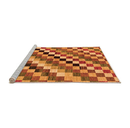 Sideview of Machine Washable Checkered Orange Modern Area Rugs, wshabs168org