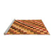 Sideview of Machine Washable Checkered Orange Modern Area Rugs, wshabs168org