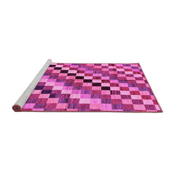 Sideview of Machine Washable Checkered Pink Modern Rug, wshabs168pnk
