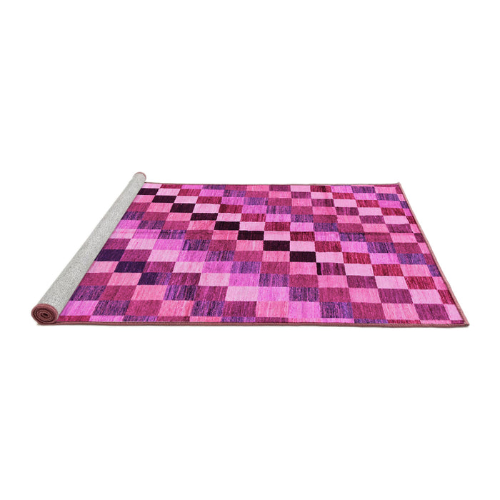 Sideview of Machine Washable Checkered Pink Modern Rug, wshabs168pnk