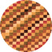 Round Machine Washable Checkered Orange Modern Area Rugs, wshabs168org