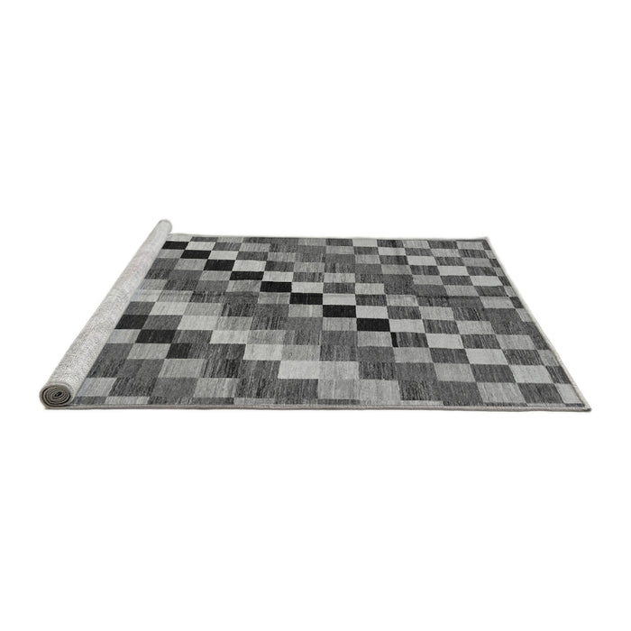 Sideview of Machine Washable Checkered Gray Modern Rug, wshabs168gry