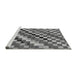 Sideview of Machine Washable Checkered Gray Modern Rug, wshabs168gry