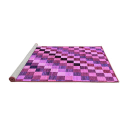 Sideview of Machine Washable Checkered Purple Modern Area Rugs, wshabs168pur