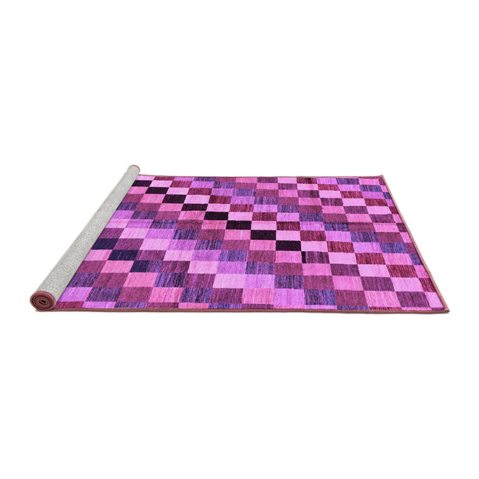Sideview of Machine Washable Checkered Purple Modern Area Rugs, wshabs168pur