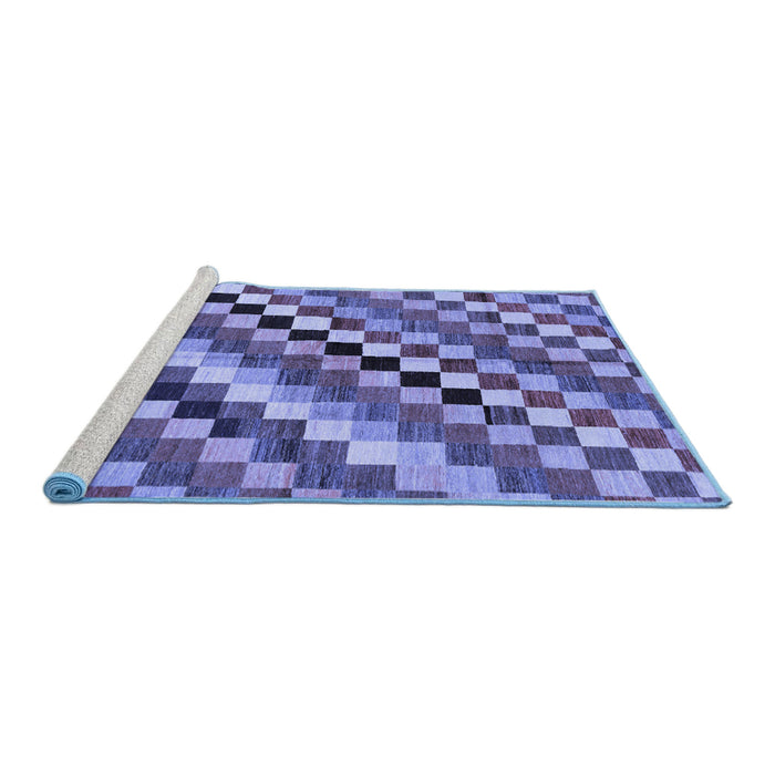 Sideview of Machine Washable Checkered Blue Modern Rug, wshabs168blu