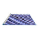 Sideview of Machine Washable Checkered Blue Modern Rug, wshabs168blu