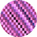 Round Machine Washable Checkered Purple Modern Area Rugs, wshabs168pur
