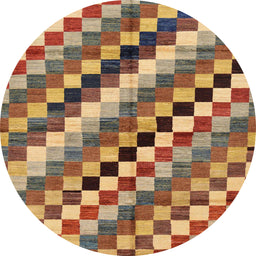 Round Machine Washable Abstract Brown Red Rug, wshabs168