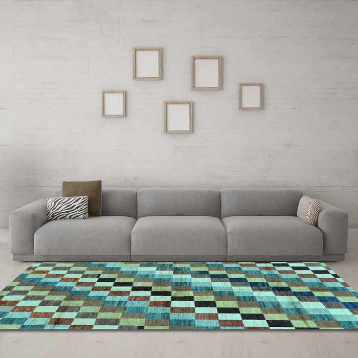 Machine Washable Checkered Light Blue Modern Rug in a Living Room, wshabs168lblu