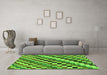 Machine Washable Checkered Green Modern Area Rugs in a Living Room,, wshabs168grn