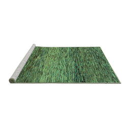 Sideview of Machine Washable Abstract Turquoise Modern Area Rugs, wshabs1690turq