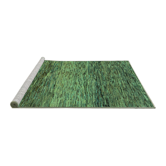 Sideview of Machine Washable Abstract Turquoise Modern Area Rugs, wshabs1690turq