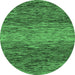 Round Machine Washable Abstract Emerald Green Modern Area Rugs, wshabs1690emgrn