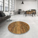 Round Abstract Saddle Brown Modern Rug in a Office, abs1690