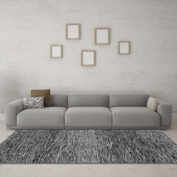 Machine Washable Abstract Gray Modern Rug in a Living Room,, wshabs1690gry