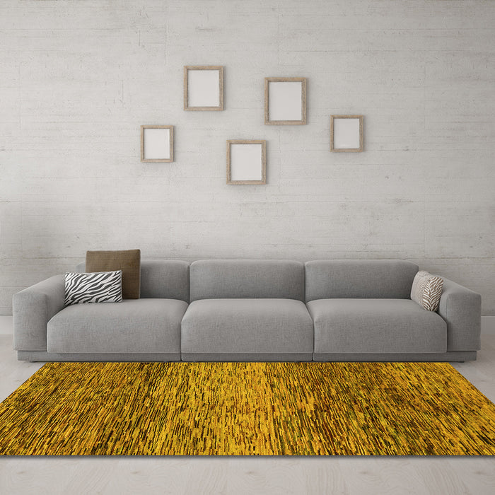 Machine Washable Abstract Yellow Modern Rug in a Living Room, wshabs1690yw