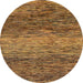 Round Machine Washable Abstract Saddle Brown Rug, wshabs1690