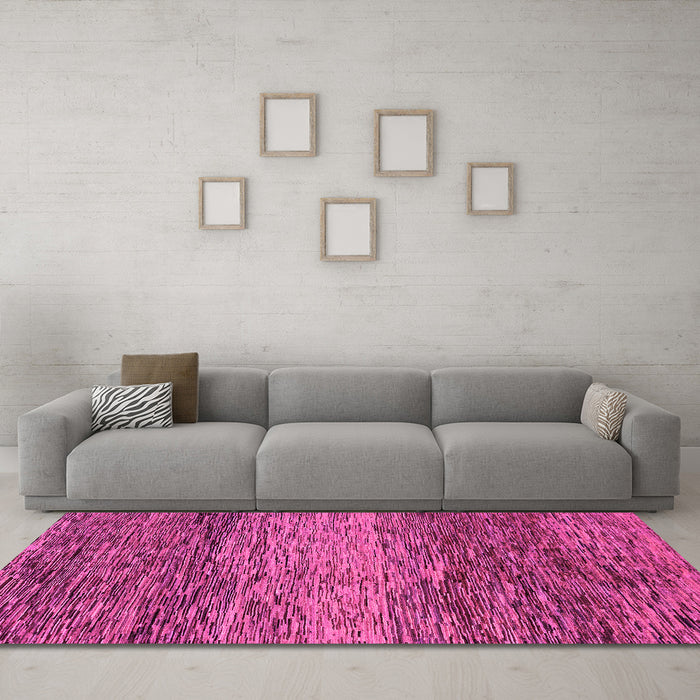 Machine Washable Abstract Pink Modern Rug in a Living Room, wshabs1690pnk
