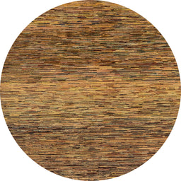 Round Abstract Saddle Brown Modern Rug, abs1690