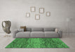 Machine Washable Abstract Emerald Green Modern Area Rugs in a Living Room,, wshabs1690emgrn