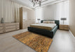 Abstract Saddle Brown Modern Rug in a Bedroom, abs1690