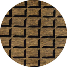 Round Machine Washable Abstract Night Red Rug, wshabs1691