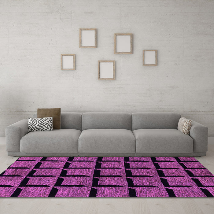 Machine Washable Abstract Purple Modern Area Rugs in a Living Room, wshabs1691pur