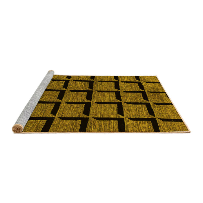 Sideview of Machine Washable Abstract Yellow Modern Rug, wshabs1691yw