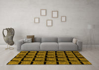 Machine Washable Abstract Yellow Modern Rug, wshabs1691yw