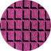 Round Machine Washable Abstract Pink Modern Rug, wshabs1691pnk